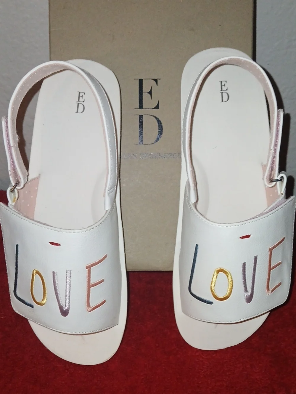 Kids White 'LOVE' Slide Sandals